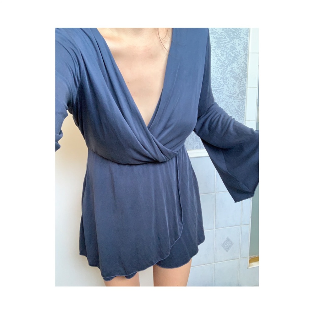 NSR Romper Cute Bell Long Sleeves Blue Purple - Picture 5 of 8
